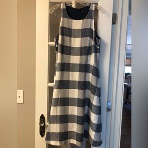 Banana Republic navy and cream Buffalo check dress size 12